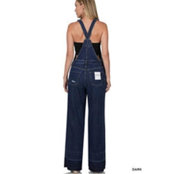 Distressed Dark Blue Woman’s Denim Overalls by Zenana - Picture 14 of 15